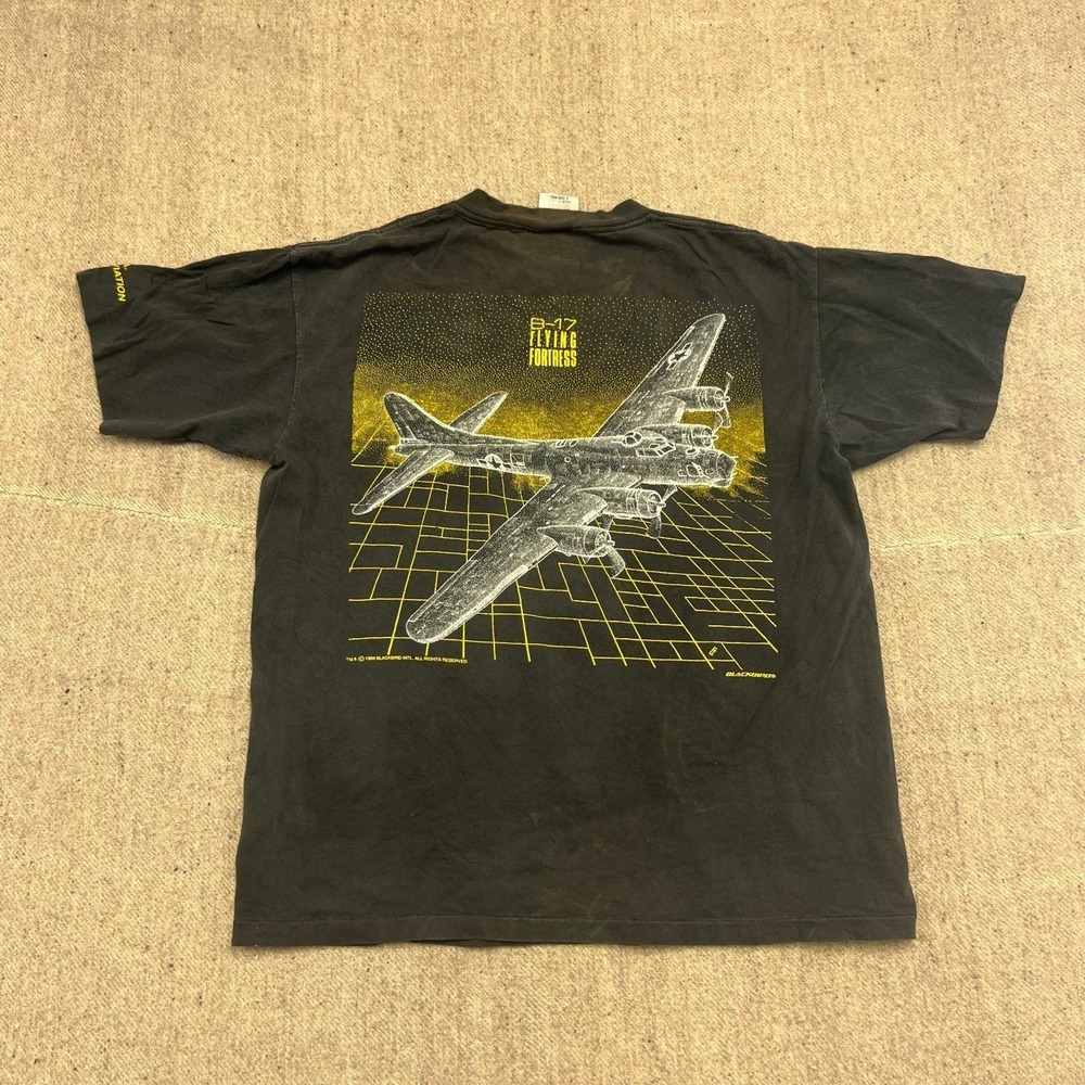 Vintage B-17‎ Flying Fortress Shirt Mens Large Black 1990s